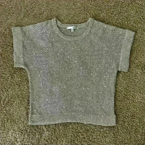 WD.NY Women’s Sweater Tan Sequin Blouse Top, size M